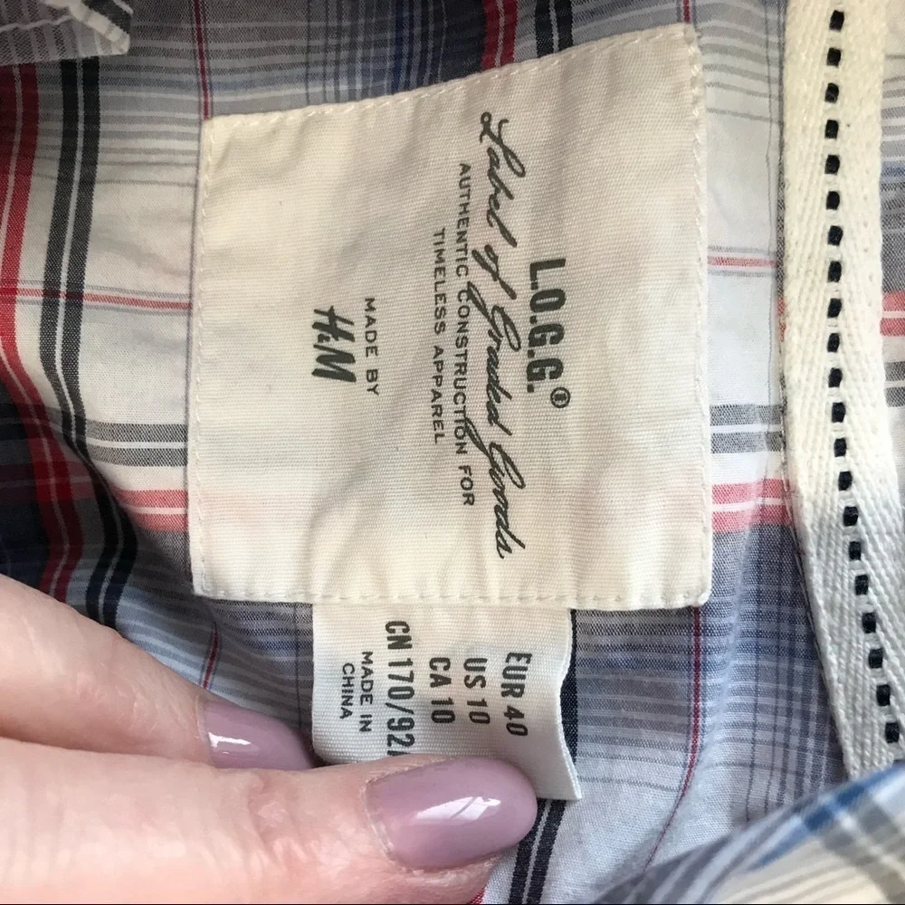 H&M (LOGG) Blue Lightweight Plaid Shirt - Size 10 - Picture 8 of 8